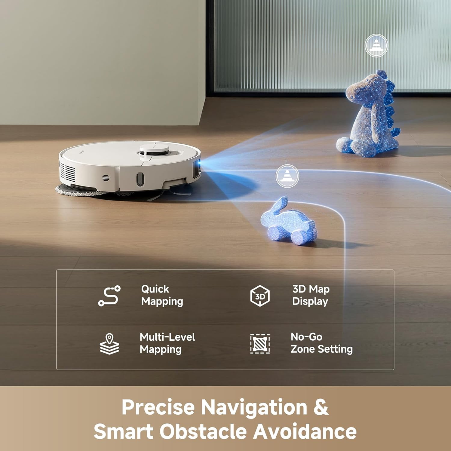 DREAME Robot Vacuum and Mop, 25000Pa Suction, Pet Hair Anti-Tangle, 100 Days Auto-Empty, Self Mop Cleaning & Drying, Mop Extend for Edge Cleaning, Smart Obstacle Avoidance, Voice & App Control,White