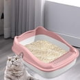 thumbnail image 1 of Caja de arena para gatos con tapa abierta, accesorios para jaula de arena, caja de arena para inodoro, recipiente profundo, inodoro para ir al baño, , Rosa 36.9X29.3X16CM, 1 of 10