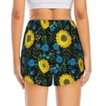 thumbnail image 2 of Lsque Sunflowers And Blue Flower Printed Women's Running Shorts with Liner Pockets,Elastic Quick Dry Workout Athletic Gym Yoga Shorts,Womens High Waist Shorts-Large, 2 of 9