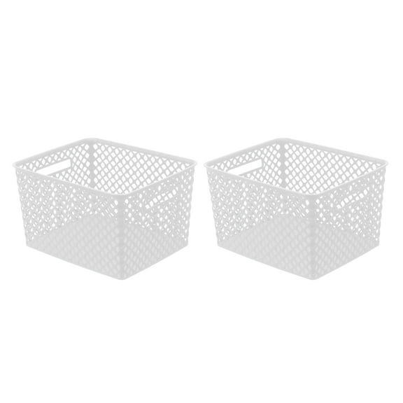 Mainstays Large Decorative Basket, 2 Pack, White