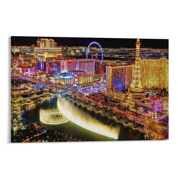 Las Vegas Strip American Cityscape Poster Living Room Wall Canvas Kitchen Art Pictures Horizontal Decorative Prints for Bedroom Modern Home Office Painting