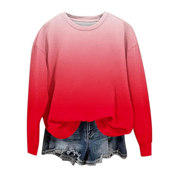 CLOISE Sweatshirt Kids Girls Boys Toddler Red Long Sleeve Crew Neck Tops Gradient Casual Fashion Fall Winter Clothes Red 5T