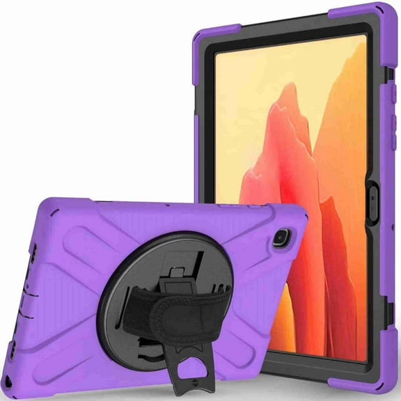 Dteck Galaxy Tab A7 Case 2020 10.4 Inch 2020 SM-T500 SM-T505 SM-T507, Heavy Duty Shockproof Rugged Hard Case with Carrying Shoulder Strap, Hand Strap, Kickstand, purple