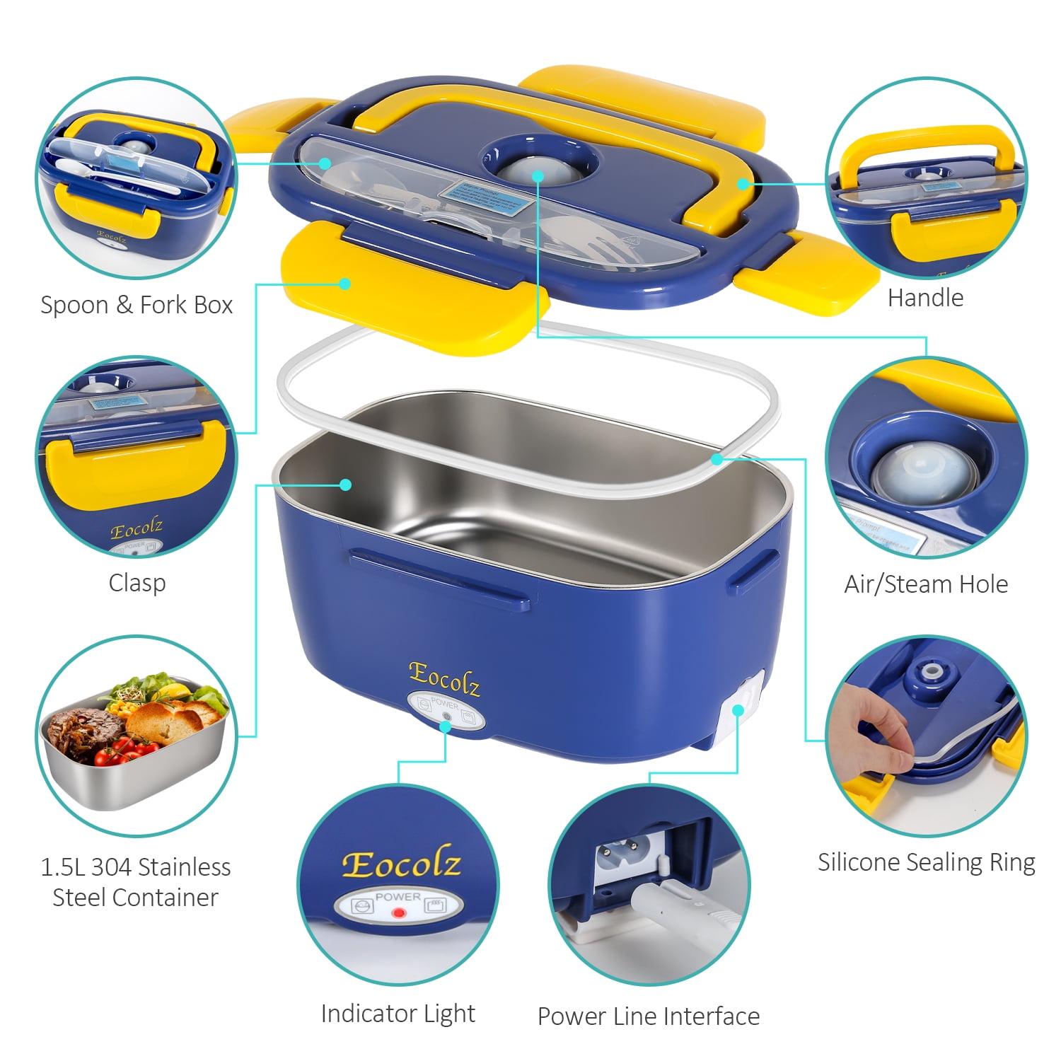 Electric Lunch Box,2 In 1 Portable Lunch Box Food Heater Upgraded Sealing  Ring Waterproof And Leak-P…See more Electric Lunch Box,2 In 1 Portable  Lunch