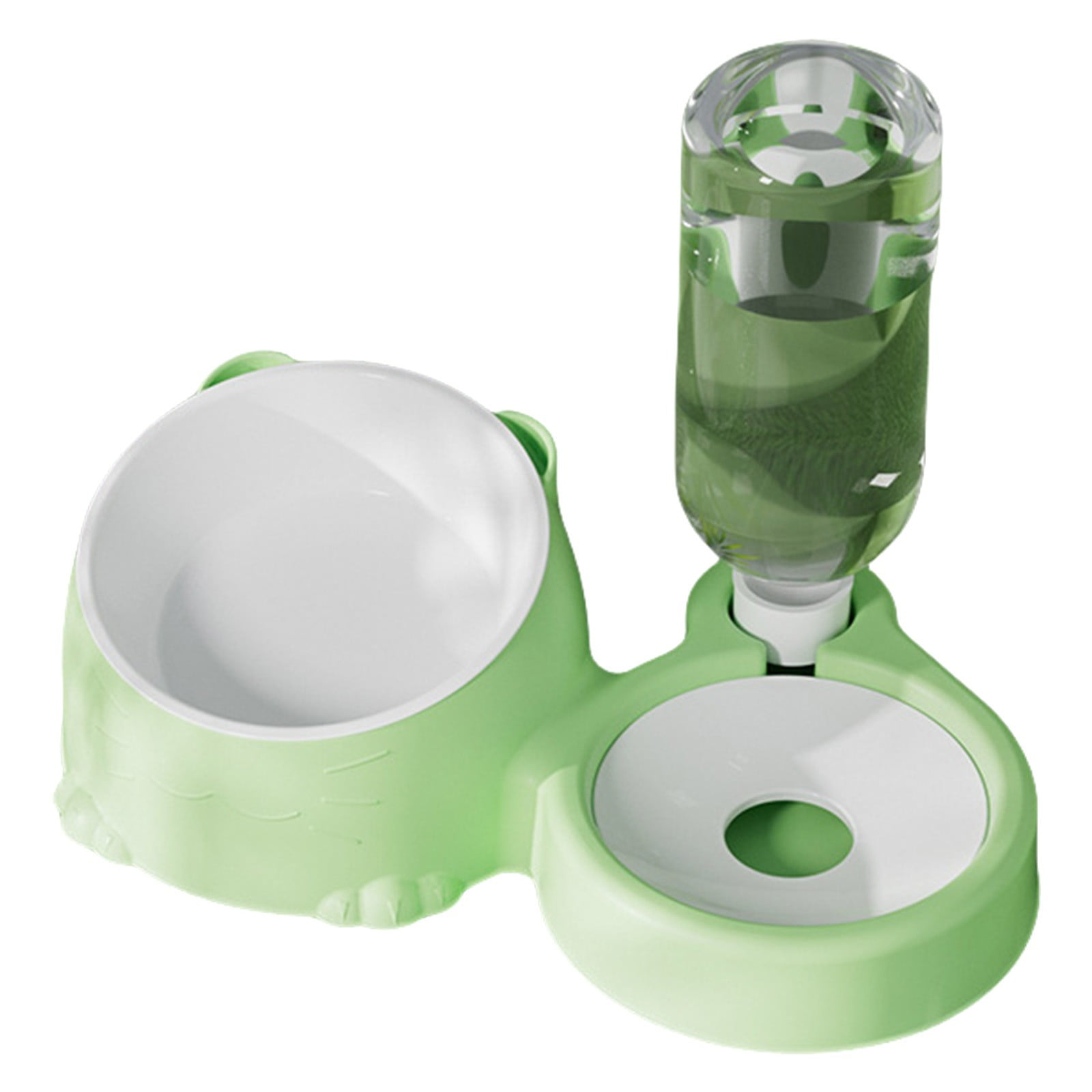 Automatic Pet Food And Water Bowl Set, Double Bowl Cat Dog Feeder With Ceramic Stainless Water Dispenser, Gravity Refill System, Non Slip Base, Anti Spill, Easy Clean Pet Feeding Station