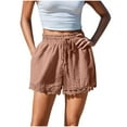 thumbnail image 2 of Byworldtasic Womens Shorts Womens Y2K High Waisted Linen Dressy Casual Pleated Wide Leg Summer Shorts with Elastic Waist, 2 of 7