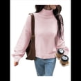 thumbnail image 3 of Suéter de Cuello Alto para Mujer, Jersey de Punto Grueso de Larga con Dobladillo Alto y Bajo, Top Moderno para Otoño e Invierno. Rosa S, 3 of 9