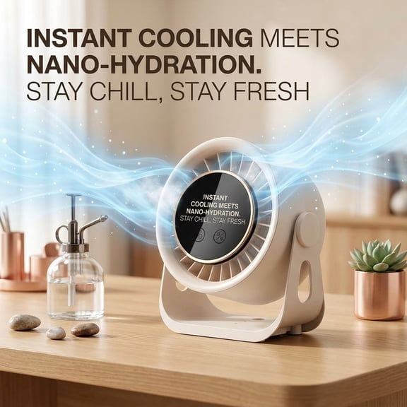 2-in-1 Table & Wall Mount Cooling Fan, USB Rechargeable Personal Air Circulator Fan with 199 Adjustable Speeds, 8 Hours Timer, LED Screen & Blue Ambient Night Light, Ultra Quiet for Bedroom Office