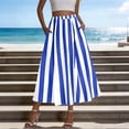 thumbnail image 2 of Miluxas Womens Summer Striped Maxi Skirts A-Line Elastic Waist Flowy Skirt Beach Vacation Outfits Blue XXL(XXL), 2 of 6