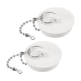 thumbnail image 1 of Uxcell 2Pcs Tapón de Drenaje de Goma con Cadena y Anillo Colgante, Tapón de Drenaje para Bañera Se Adapta a 1 5/8 pulgadas, Tapón de Drenaje de Goma para Bañera, Cocina y Baño, Blanco, 1 of 6