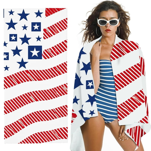 RKSupls quickly absorb moisture Beach Towel
- Stars And Stripes Waves Print, Machine Washable Ideal for Bathroom, beach , Soft Super Absorbent- 30x60 in