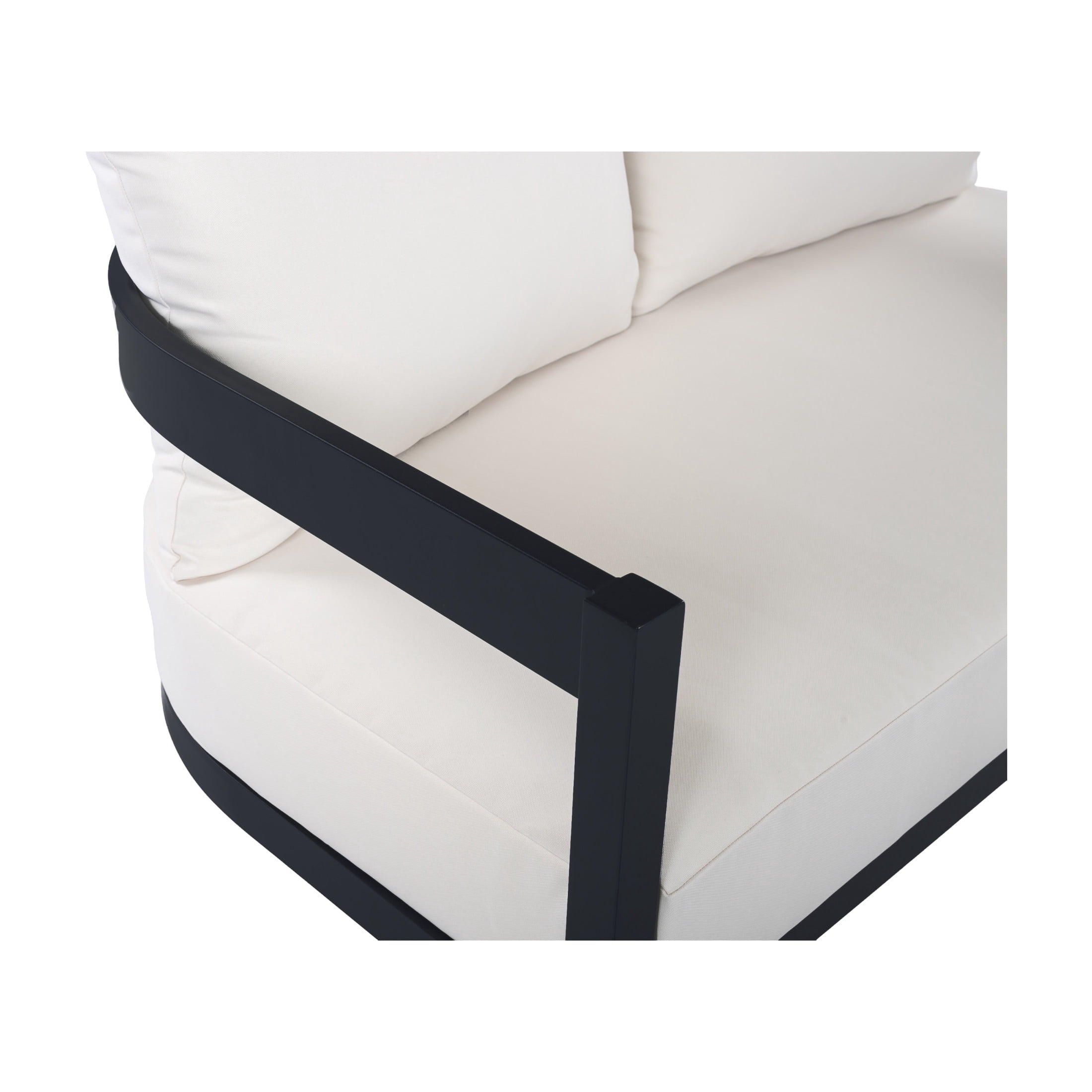 Christopher Knight Home Outdoor Aluminum Loveseat with Cushions, Curved Back, Black + White