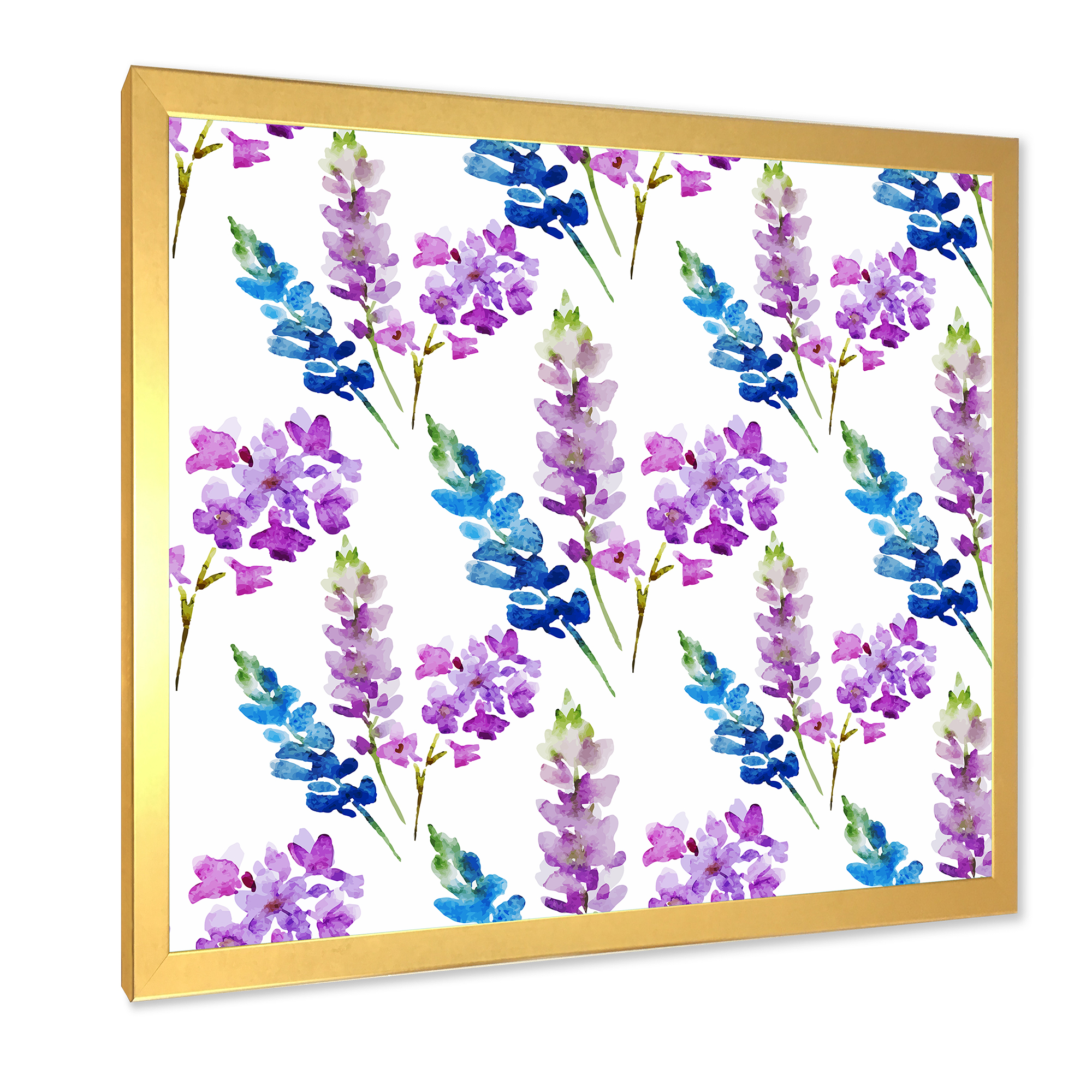 Designart 'Purple and Pink Floral Pattern' Traditional Framed Art Print