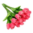thumbnail image 4 of GOOHOCHY Pink Artificial Tulips Bouquet 20Pcs Pu Material Real Touch Fake Flowers Heads For Homeowners Couples, 4 of 8