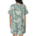 thumbnail image 3 of Bixox Women's Hand Drawn Chickens Printed Pajama Set 2 Piece Lounge Set Top and Shorts Soft Pajamas, Shorts with Pockets, 3 of 7