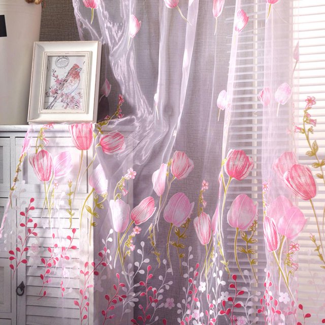 Voilage de Fenêtre, Motif Floral Voile de Fenêtre Haute Performance