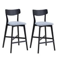 thumbnail image 2 of Set of 2 Black Counter Stools with Back Support, Soft Padded Kitchen Bar Chairs with Footrest, Modern Solid Wood Pub Height Stools, 2 of 6