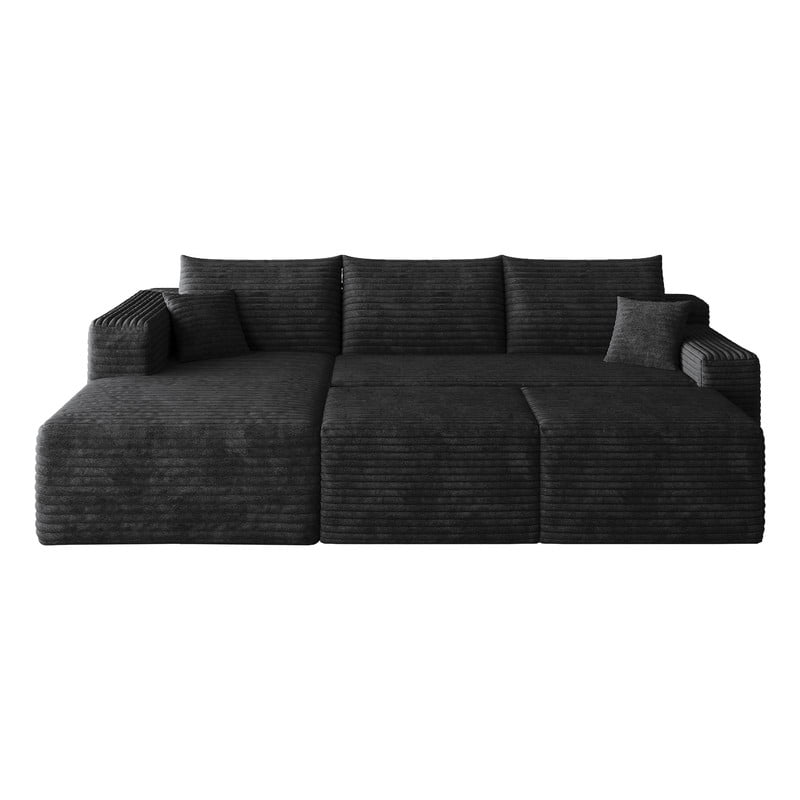 94'' Cloud Sectional Sofa with 2 Ottomans, Modular Upholstered Sofa Couch with Deep Seat, Plush Corduroy Fabric U Shaped Sofa for Living Room, Left Facing Chaise