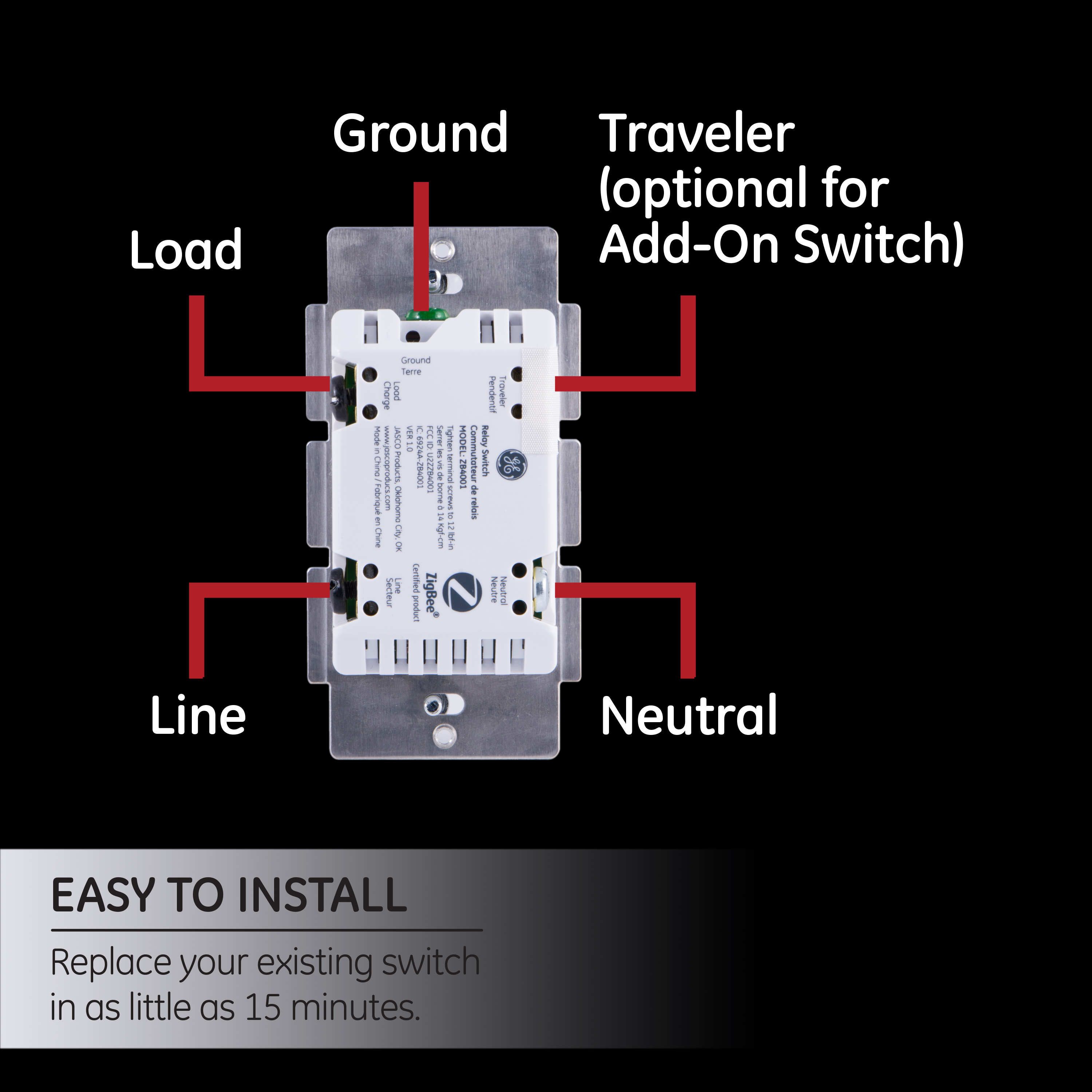 GE ZigBee In-Wall Smart Lighting Dimmer, Hub Required, 45857GE - image 5 of 8