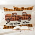 thumbnail image 3 of Orange Black Truck Fall Outdoor Waterproof Pillow Covers, Thanksgiving Plaid Vintage Rustic Decorative Square Throw Pillowcase Sofa Cushion Sham for Patio/Couch/Chair, 16"x16" 2 Pack, 3 of 8