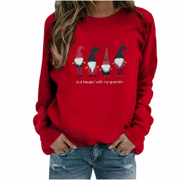 Patlollav Christmas Tops for Ladies Deals,Womens Tops Clearance Sweater Loose Polyester Sweatshirts Gift