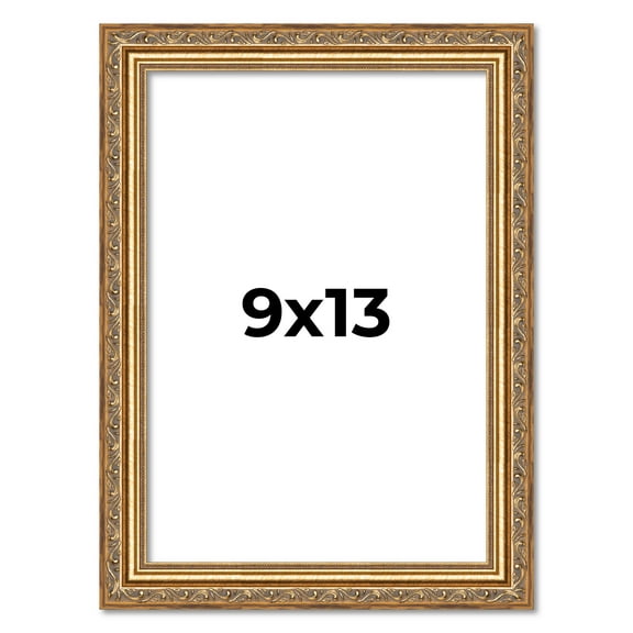 9x13 Frame Gold Solid Wood Picture Frame Width 1.25 Inches | Interior Frame Depth 0.375 Inches |