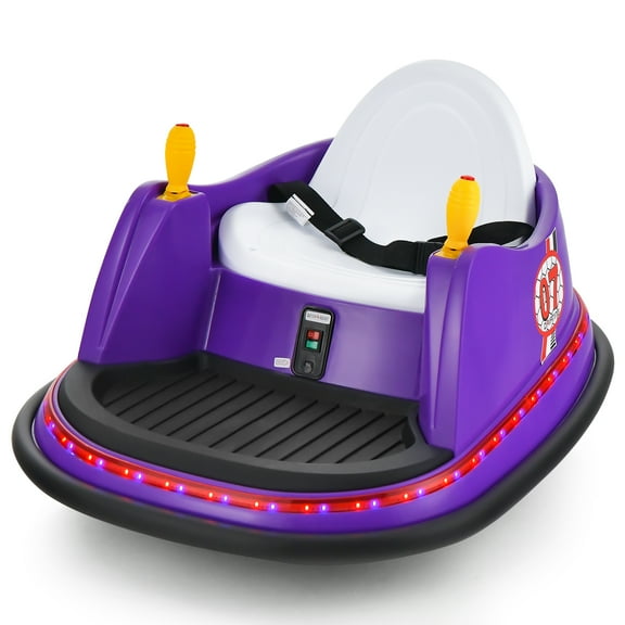 Infans 12V Vehicle 360° Spin Race Toy Kids Ride On Bumper Car w/ Remote Control Purple