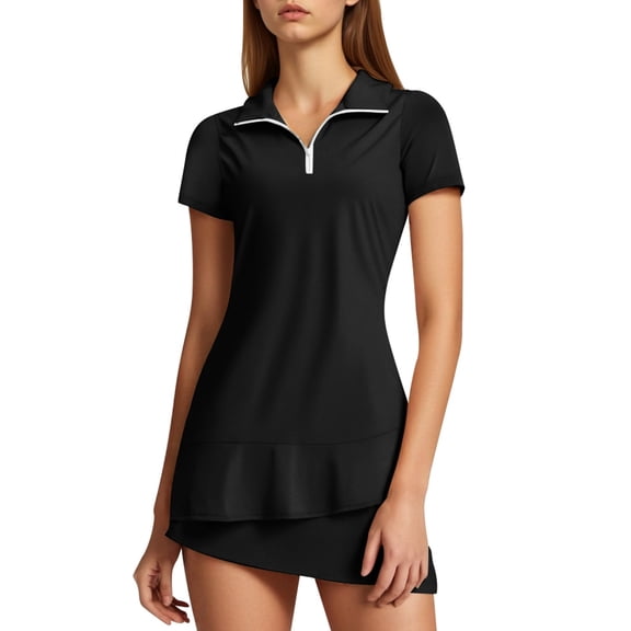 DHFJKG Two Piece Skirt Set For Women Sweatsuits Tennis Outfits Quarter Zip Collar Short Sleeve Top Mini Skirts Casual Jogger Set Holiday Outfit