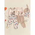 thumbnail image 3 of Baby Toddler Boys Thanksgiving Outfits 0 3 6 12 Months Letter Turkey Print Crew Neck Long Sleeve Rompers Long Pants Hat 3Pcs Clothes Set, 3 of 9