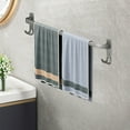 thumbnail image 4 of Gray No-Drill Bathroom Towel Bar with Hooks | 19.7-Inch Wall Mounted Towel Rack | Aluminum Alloy Storage Rod for Towels & Robes, 4 of 6