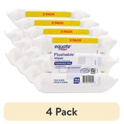 (4 pack) Equate Flushable Wet Wipes, Fragrance Free, 144 Wipes, 3 Pack