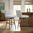 thumbnail image 2 of Elias Brown Solid Wood 30" Bar Height Swivel Barstool/Morning Fog Seat- Set of 2, 2 of 11