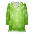 thumbnail image 5 of Mifsaly Christmas Shirts for Women Raglan 3/4 Sleeve Tunic T-Shirt Xmas Tree Printed 6 Buttons Funny Tops Pullover V-Neck Holiday Party Casual Blouse 2025 Festival Outfits, 5 of 5