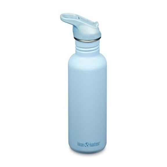 Klean Kanteen 27 oz Classic Water Bottle with Flip Seal Sport Cap & Straw - 100% Leakproof Spout & Cap - Durable, BPA-Free & Stainless Steel Material - Easy-Sip Water Bottle - Clear Sky