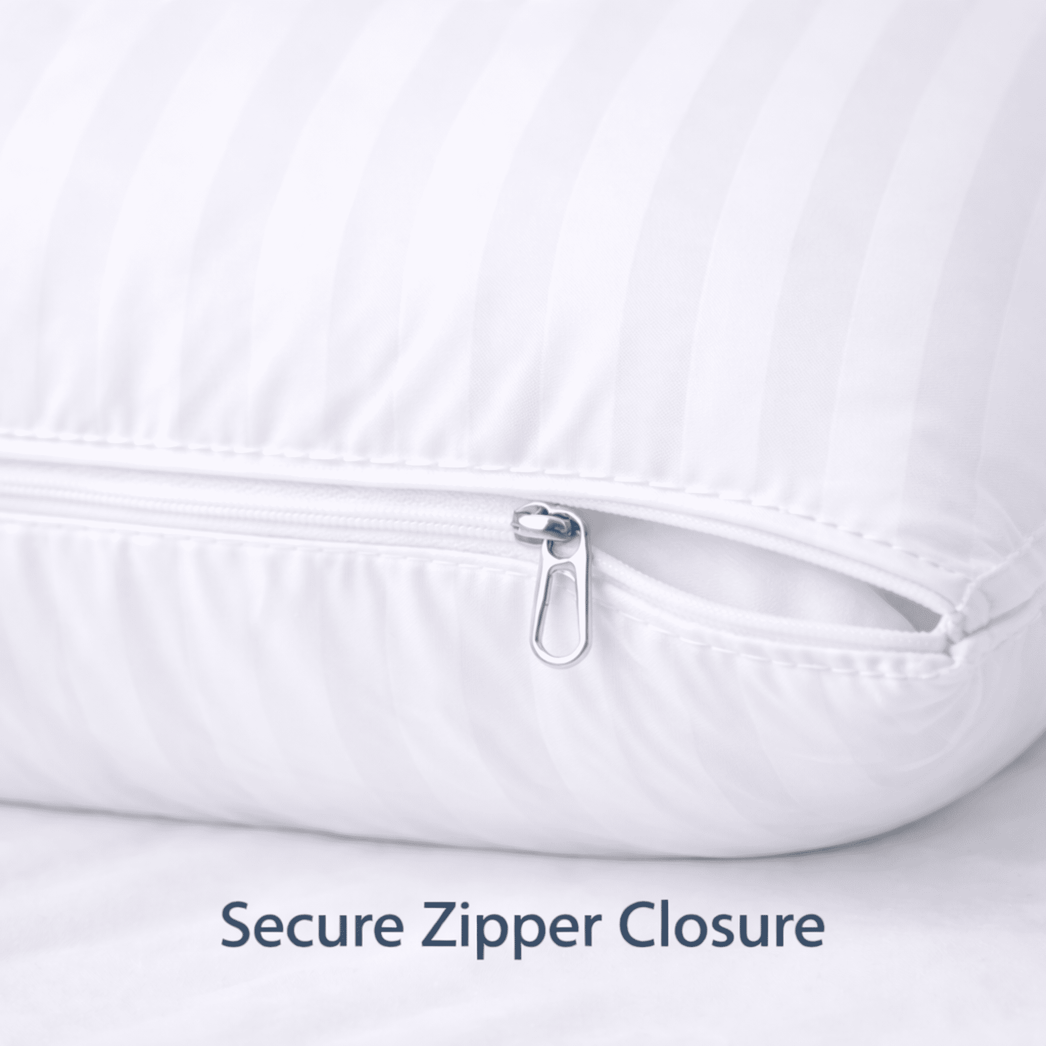 Continental Bedding 100% Cotton Damask Stripe Pillow Protector – 300 Thread Count, Zippered Hypoallergenic Cover - Queen - 2 Pack