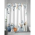 thumbnail image 5 of Fsddascl Thanksgiving Fall Shower Curtain Set - Extra Long 72" x 96" Washable Bathtub Curtain with 12 Hooks, Blue White Pumpkin Eucalyptus Autumn Waterproof Fabric Stall Shower Curtains for Bathroom, 5 of 6