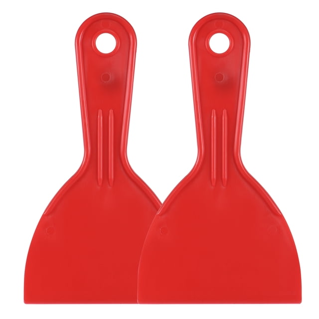 Unique Bargains Putty Scraper 4' ABS Plastic Spatula Drywall Patch Repair Spreader Wall Covering Smoother Red 2 Pcs