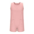 thumbnail image 6 of Caywon Womens Fashion Solid Color Loose Sleeveless Double Pocket Wide Leg Shorts Jumpsuit Overalls One Piece Romper Comfortable Loose Lightweight Hot Pink 2XL, 6 of 8
