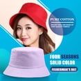 thumbnail image 2 of All Seasons Bucket Hat Exquisite Fishermen Caps Stylish Headwear Fashion Accessory with Solid Color for Outing Travel Wearing Light purple, 2 of 6