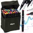 thumbnail image 1 of 48-Pack Marker Pens with Case - Colored Pencils Double-Sided Pens, 1 of 5