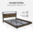 thumbnail image 3 of Sailvan Full Size Bed Frame with 2 LED Lights,USB Charging and Headboard,Wood and Metal Platform Bed Frame Full,2-Tier Storage Shelf,No Box Spring Needed,Brown, 3 of 10