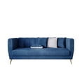 thumbnail image 4 of Home Design Scarlett Velvet Flared Arm 3-Seater Sofa with 4 Throw Pillows, Vertical Channel Tufting and Metal Legs, Modern Luxury, Blue, 4 of 5