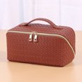 thumbnail image 4 of Bolsas De Maquillaje Bolsas de maquillaje de cuero PU con bolsa de cosméticos con cremallera para regalos navideños (Sandía Re Likrtyny Cuidado Belleza, 4 of 9