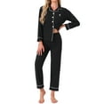 thumbnail image 2 of INSPIRAR CHIC Conjunto de Pijamas de Algodón para Mujeres, Camisa de Manga Larga con Botones y Pantalones, Talla S, Negro, 2 of 6