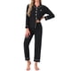 thumbnail image 2 of INSPIRAR CHIC Conjunto de Pijamas de Algodón para Mujeres, Camisa de Manga Larga con Botones y Pantalones, Talla S, Negro, 2 of 6