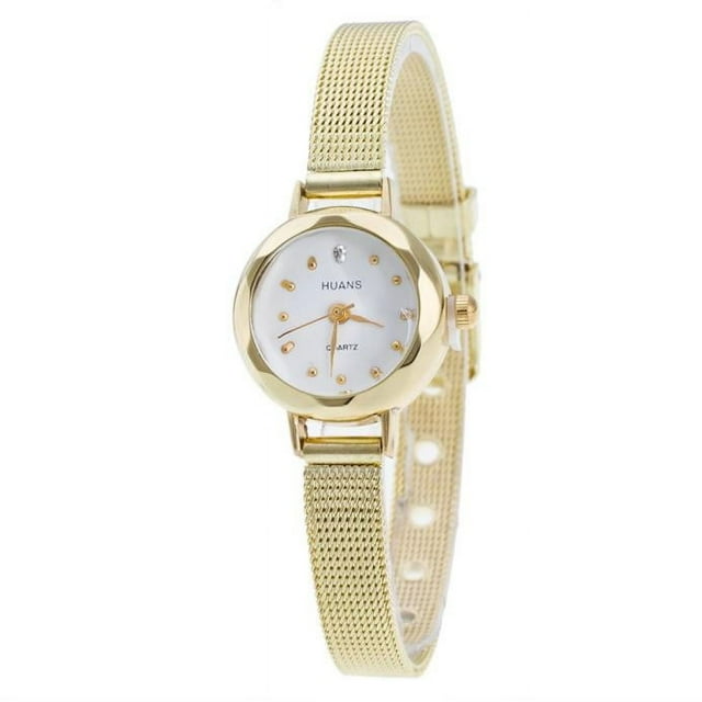 Reloj de cuarzo para mujer, relojes para mujer, reloj de pulsera de malla de acero inoxidable para mujer, reloj dorado
