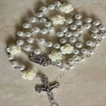 thumbnail image 2 of Rosary Necklace Rose Pearl Necklace Ornament, 2 of 2