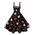 thumbnail image 5 of Halloween Dresses for Women Sleeveless Casual Printed Retro Plus Size Dress For Cocktail Holiday Occasions, 5 of 5