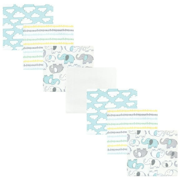 Hudson Baby Cotton Flannel Receiving Blankets Bundle, Neutral New Elephant, One Size
