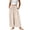 Beige women wide leg linen pants a1, variant on Cotton Linen Wide Leg Flowy Pants for Women Summer Casual Elastic Waist Trousers with Pockets Loose Long Palazzo Pants Party Beach Work Lounge, Beige S